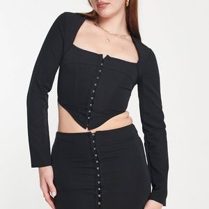 ASOS purchased / COLLUSION / corset detail long sleeve top / black / size 4